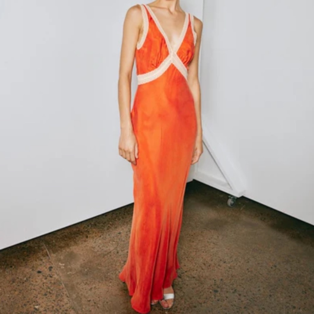 MEET ME ON THE DANCE FLOOR BIAS CUT MAXI DRESS ORANGE
